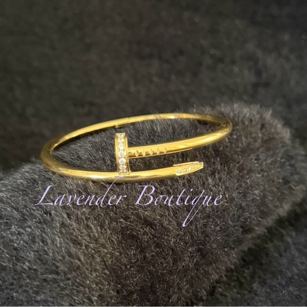 New Gold Plated Stainless Steel Screwdriver Love & Nail Un Clue Bangle Bracelet - Picture 3 of 9